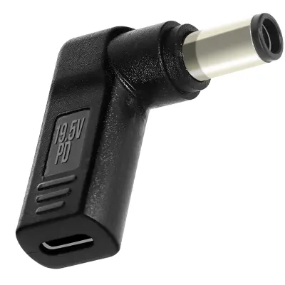 Kotni polnilni adapter USB-C za prenosnik DELL 7,4 x 5,0 mm - crn