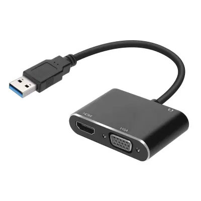 3 v 1 USB v HDMI / VGA / 3,5 mm prikljucek avdio vhodni adapter - crn