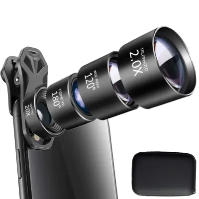 Mobilni objektiv 4-v-1 ribje oko + širokokotni + tele + makro