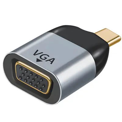 USB-C moški na VGA ženski video adapter, kompakten - siv