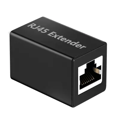 Ethernet ženski podaljšek adapter, kompakten - crn