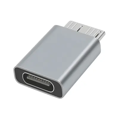 USB-C ženski na mikro B moški adapter, kompakten - siv