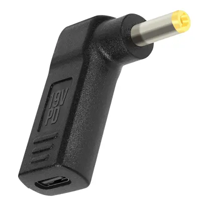 Polnilni adapter USB-C na DC 5,5 x 2,5 mm, pod kotom - crn