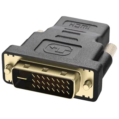 Dvosmerni adapter HDMI ženski na moški DVI - crno pozlacen