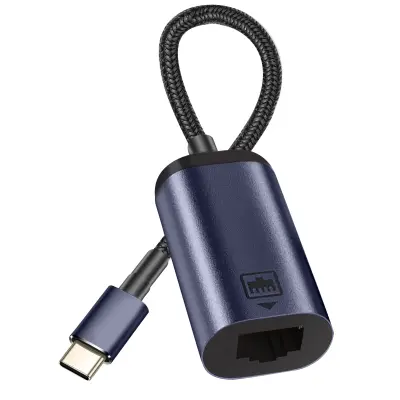 Adapterski kabel USB-C v Ethernet, dolžine 10 cm - temno siv