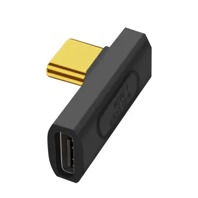 USB C ženski na USB C moški sredinsko kotni adapter - 240 W, 40 Gbps - crn