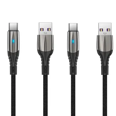 2-paketni kabel USB v USB-C, 1,2 m, podpira hitro polnjenje Black