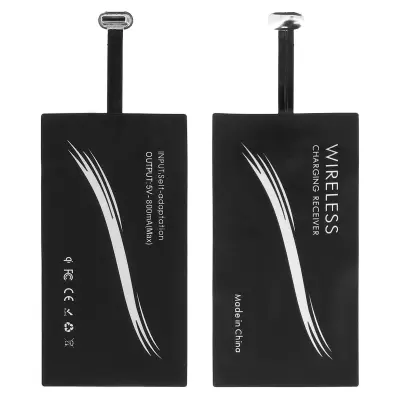 Komplet za pretvorbo brezžicnega indukcijskega polnjenja, adapter USB-C – crn