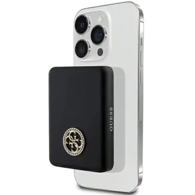 Guess 15W Fast Power Bank 5000mAh 1x USB-C with MagSafe Strassed 4G Logo Black