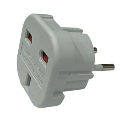CP UK1 Power Plug adapter UK 3pin to Euro Socket - UK to EU Adapter White