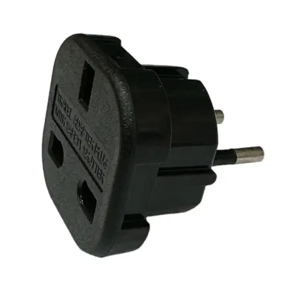 CP UK2 Power Plug adapter UK 3pin to Euro Socket - UK to EU Adapter Black
