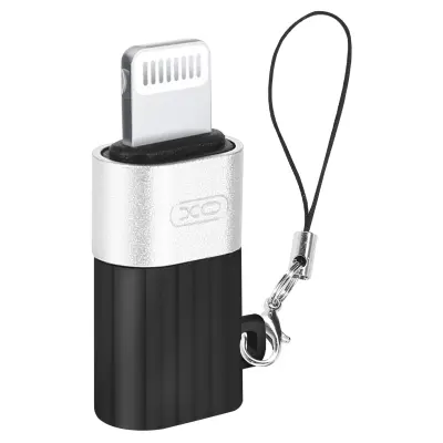 Micro-USB ženski na Lightning moški adapter, polnjenje in sinhronizacija, XO - crn