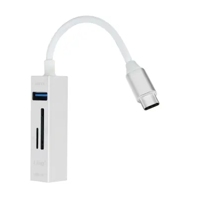5-v-1 USB-C Hub s 3x USB vrati Citalnik kartic SD / Micro-SD, prenosna velikost, LinQ - srebrn
