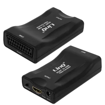 Adapter za video pretvornik Scart v HDMI 1080P, LinQ - crn