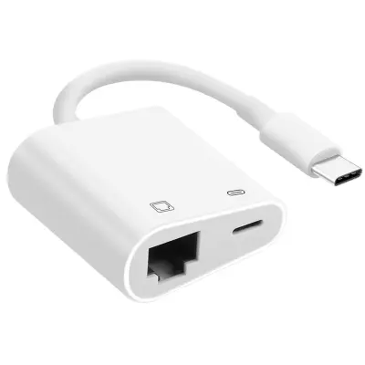 Polnilni adapter USB C v Ethernet USB C - bel