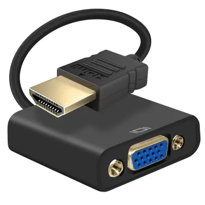 HDMI moški na VGA ženski adapter, visoka locljivost, 20 cm - crn