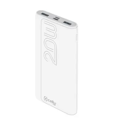 Celly Power Bank 10A Propower Max 22W MicrousB USBC Salidas 2 USB Y USBC Blanco