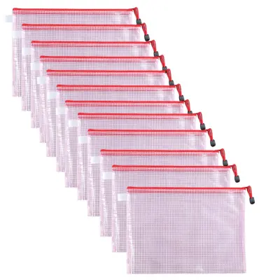 12 kosov B5 prozorne vrečke na zadrgo Red