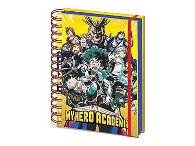 My Hero Academia S1 Trdback Wiro Notebook, A5 obložene strani (radialni lik Burst Design) - uradno blago