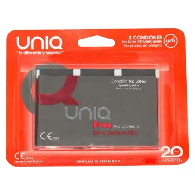 UNIQ - KONDOMI BREZ LATEKSA Z ZAŠČITNIM OBROČKOM 3 ENOTE