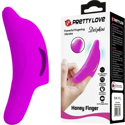 PRETTY LOVE - MOČAN STIMULATOR ZA PRSTE DELPHINI VIJOLIČNA