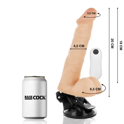 BASECOCK - ZGLOBNI VIBRATOR NA DALJINSKO UPRAVLJANJE NATURAL 20 CM -O- 4,5 CM