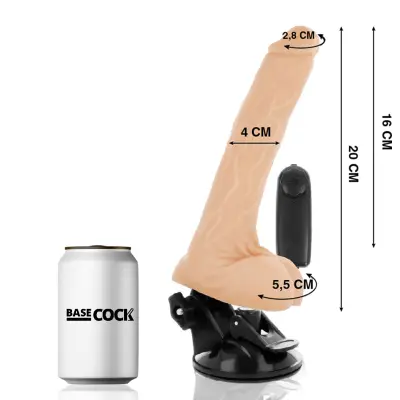BASECOCK - REALISTIČNI NARAVNI VIBRATOR NA DALJINSKO UPRAVLJANJE S TESTISI 20 CM -O- 4 CM