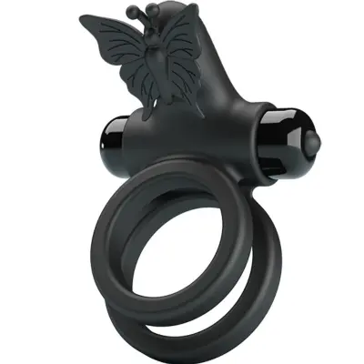 Pretty Love - Vibrador De Anel Duplo Com Estimulador Preto