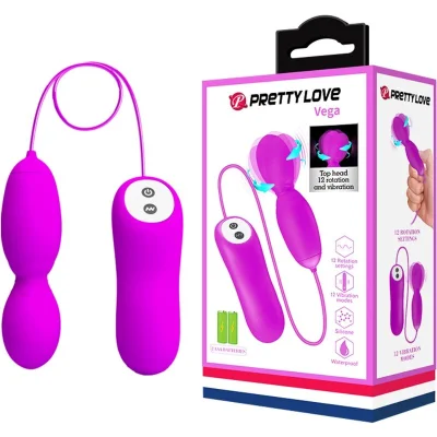 PRETTY LOVE - VEGA ROTACIJSKI IN VIBRACIONI MASAŽER Z 12 FUNKCIJAMI FUCHSIA