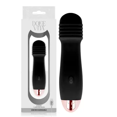 Dolce Vita - Vibrador Recarregvel Trs Preto 7 Velocidade