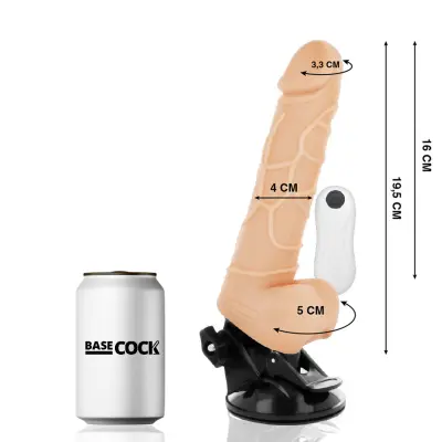 BASECOCK - NATURAL REALISTIČNI VIBRATOR NA DALJINSKO UPRAVLJANJE S TESTISI 19,5 CM -O- 4 CM