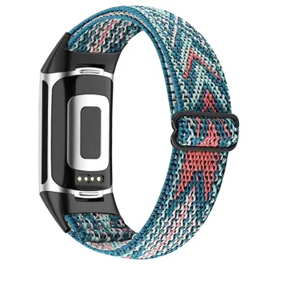 Fitbit Charge 5 zapestnica s pletenim vzorcem modra/oranžna