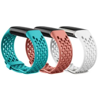 Fitbit Charge 5 športna silikonska zapestnica 3 paketi Turquoise/Coral/White