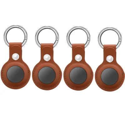 Etui AirTag z obeskom za ključe iz PU usnja, paket 4 kosov Brown