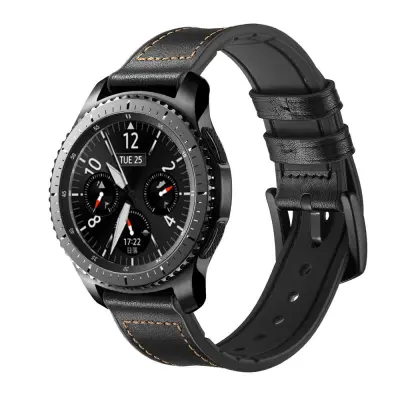 Zapestnica Samsung Gear S3 Classic, Frontier, Galaxy Watch 22 mm Leather Black