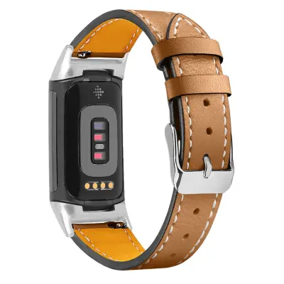 Fitbit Charge 5 zapestnica iz pravega usnja Rjava
