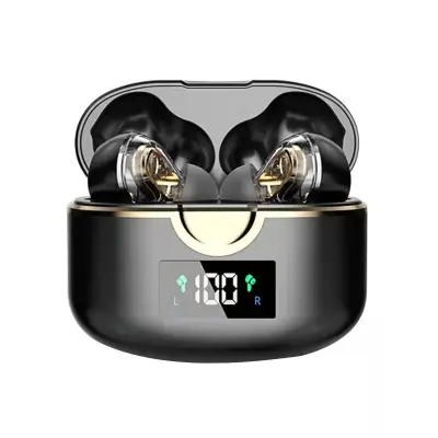 Brezžične slušalke Bluetooth 5.0 z dvojnimi dinamičnimi zvočniki Black