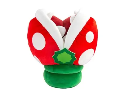 Mocchi Mocchi Mega Piranha plišasta igrača 40 cm, Nintendo & Mario Merchandise za dodatke za spalnice za fante, mehka igrača Super Mario za dečke in d