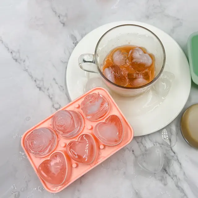 6-delni silikonski model za sladoled v obliki srca in vrtnice Black ...