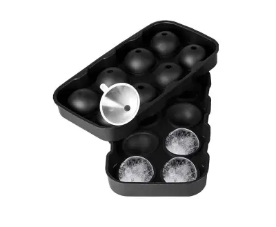 Silikonska posoda za led - 8 velikih ledenih kock, črna