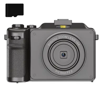 Digitalni fotoaparat 4K/48MP/18X digitalni zoom/samodejno ostrenje/dvojna kamera s kartico 32GB TF Grey
