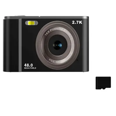 Digitalni fotoaparat 2.7K 48MP 1080P, 16x zoom, 32GB spominska kartica Black