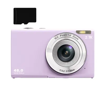 Digitalni fotoaparat 48MP 2.7K FHD 16X digitalni zoom, spletna kamera, samodejno ostrenje LightPurple