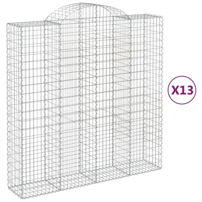 vidaXL Obokana gabion košara 13 kos 200x50x200/220 cm pocinkano železo