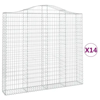 vidaXL Obokane gabion košare 14 kosa 200x30x180/200cm pocinkano železo