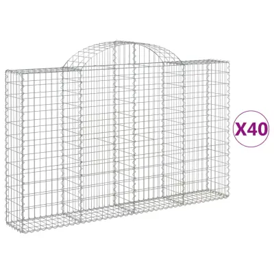 vidaXL Obokana gabion košara 40 kosov 200x30x120/140cm cinkano železo