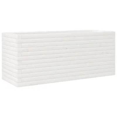 vidaXL Vrtno cvetlično korito belo 110x40x45,5 cm trdna borovina
