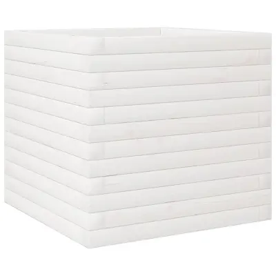vidaXL Vrtno cvetlično korito belo 50x50x45,5 cm trdna borovina