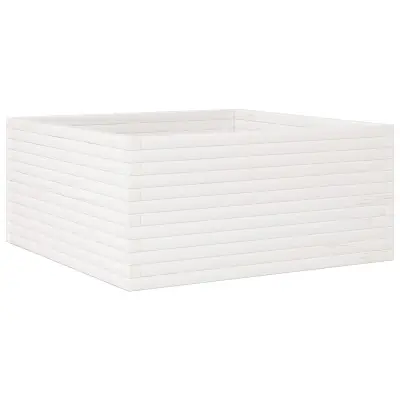 vidaXL Vrtno korito belo 100x100x46 cm trdna borovina