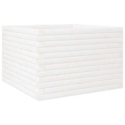 vidaXL Vrtno cvetlično korito belo 70x70x46 cm trdna borovina